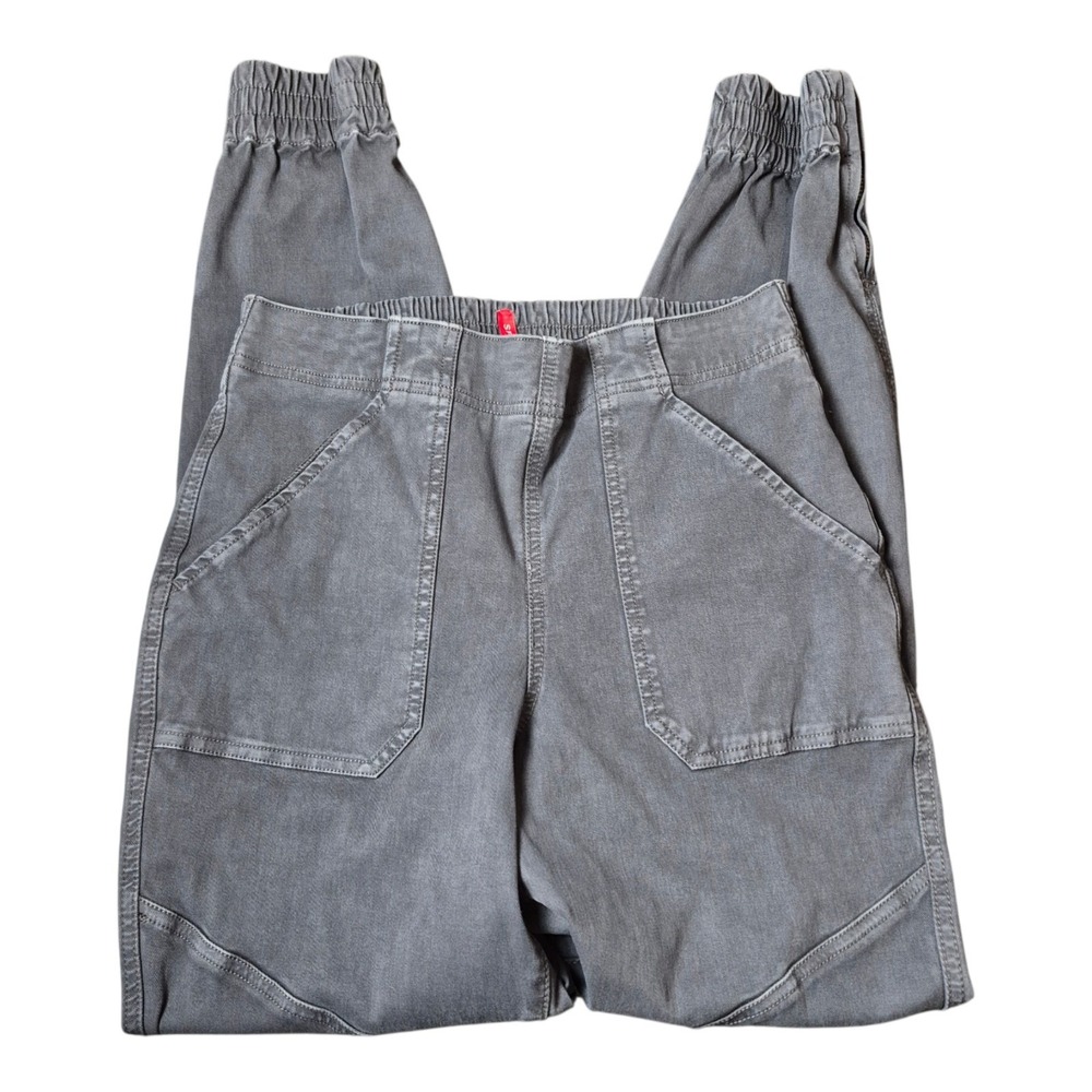 SPANX Women's M Moto Jogger Pants Gray Elastic Waist Ankle Zip Pockets